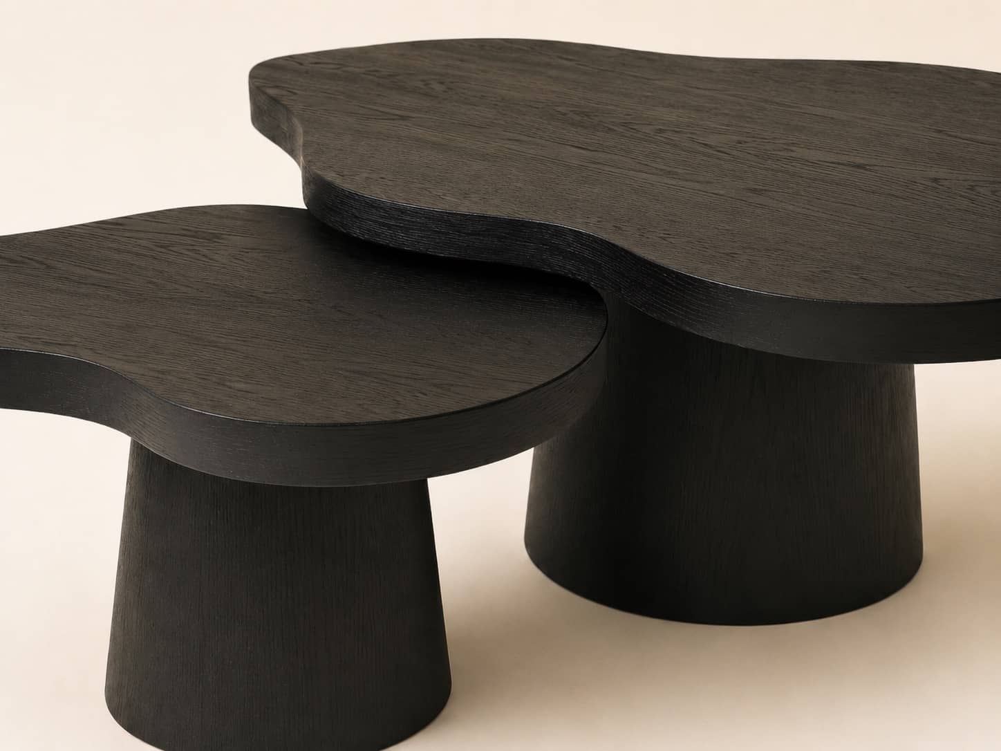 Organic Nesting Coffee Table Set – Black Oak Finish - 3