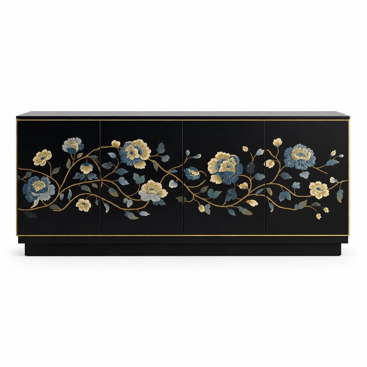 Noir Bloom Hand-Painted Sideboard Black - 1