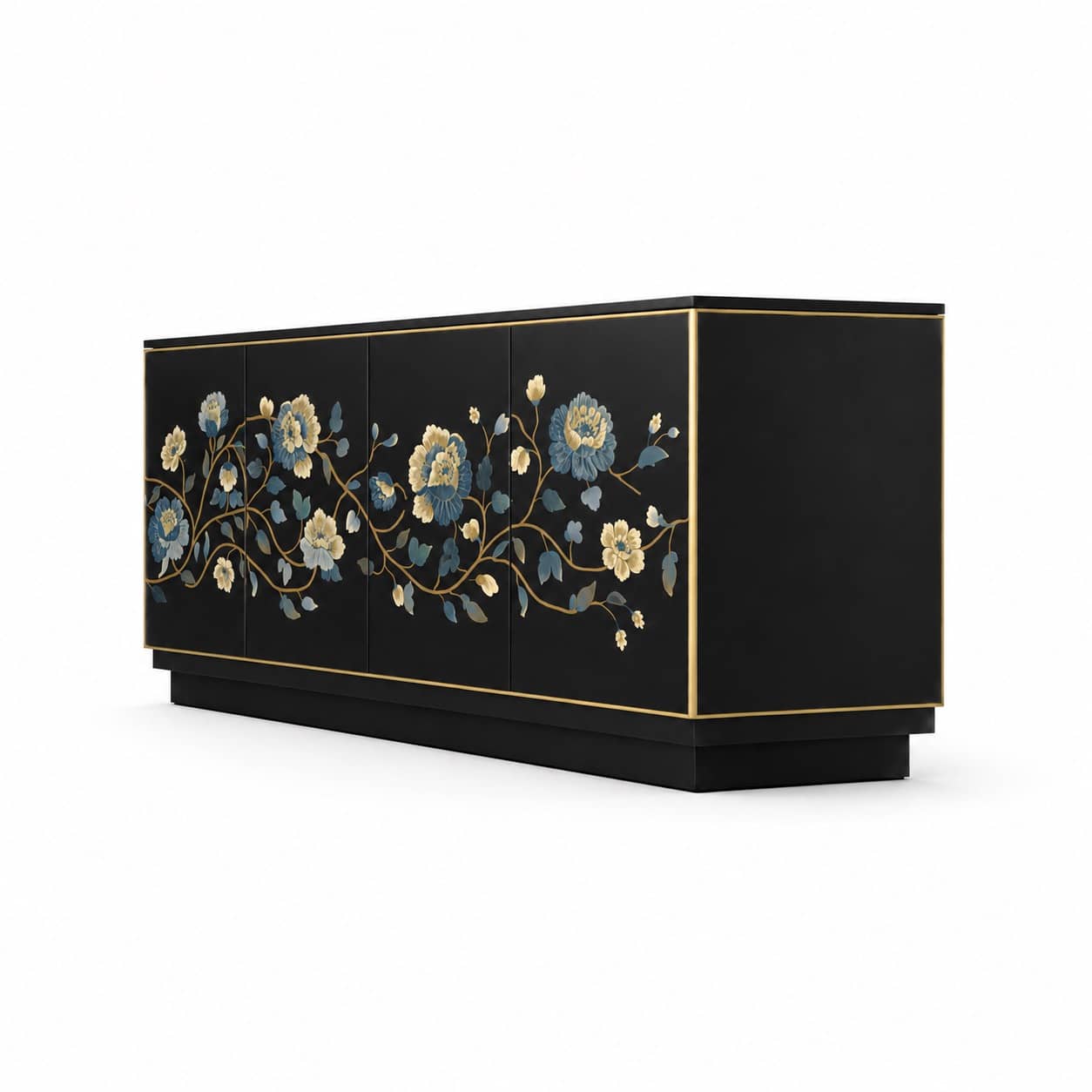 Noir Bloom Hand-Painted Sideboard Black - 2