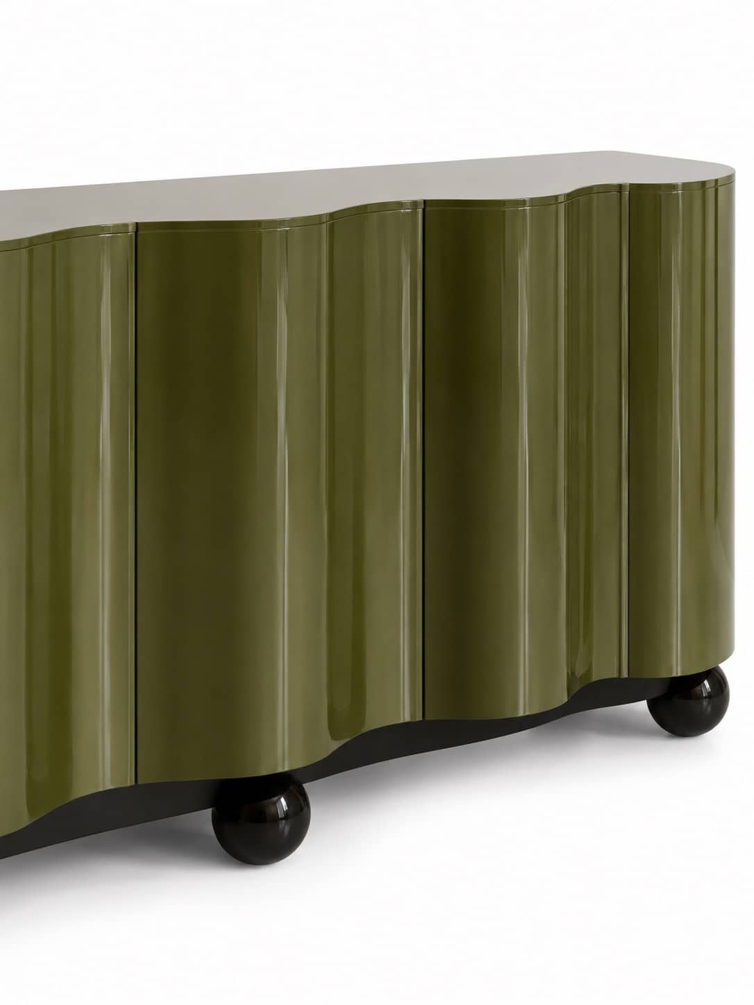Olive Wave Gloss Sideboard - 4