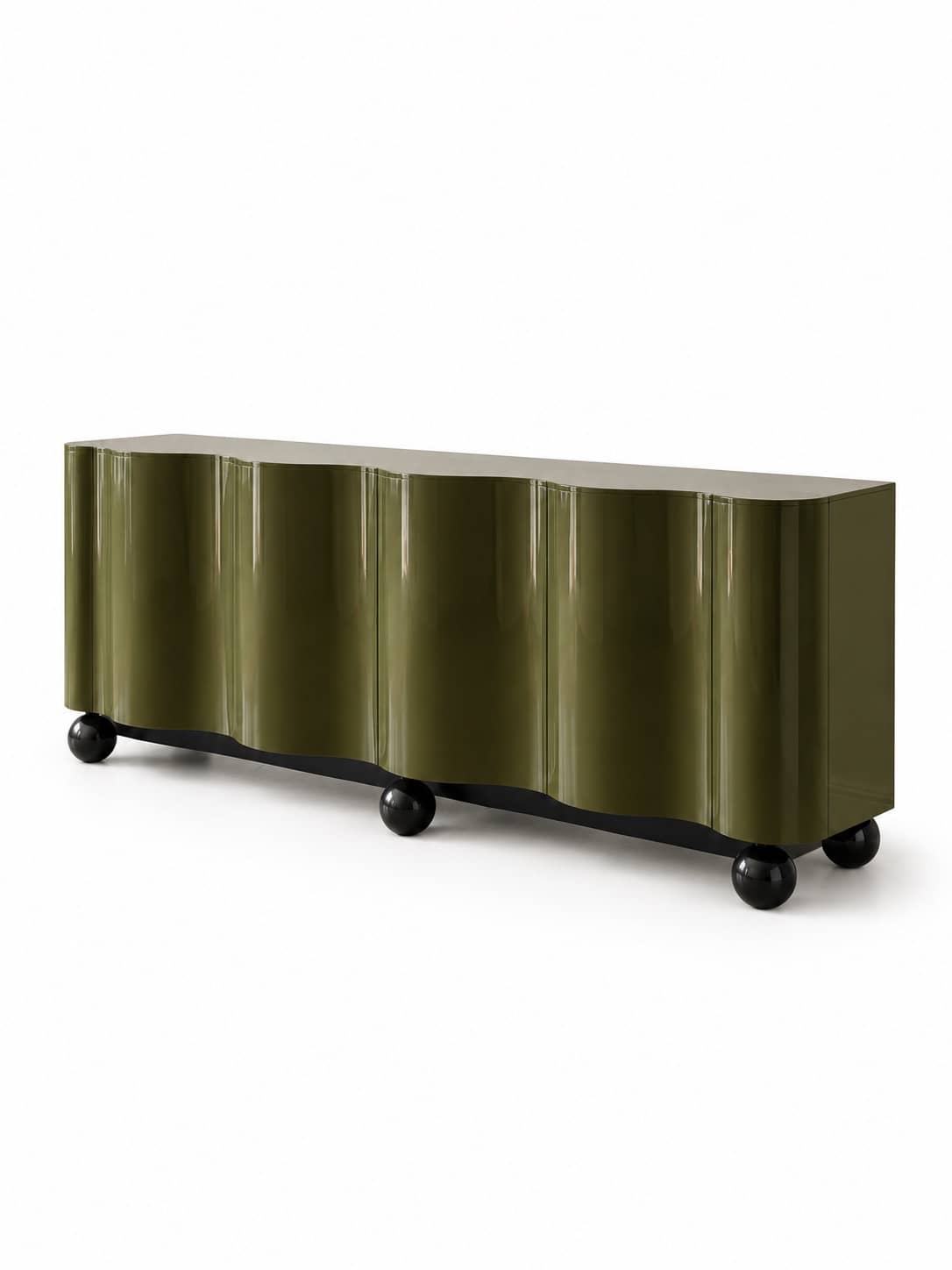 Olive Wave Gloss Sideboard - 2