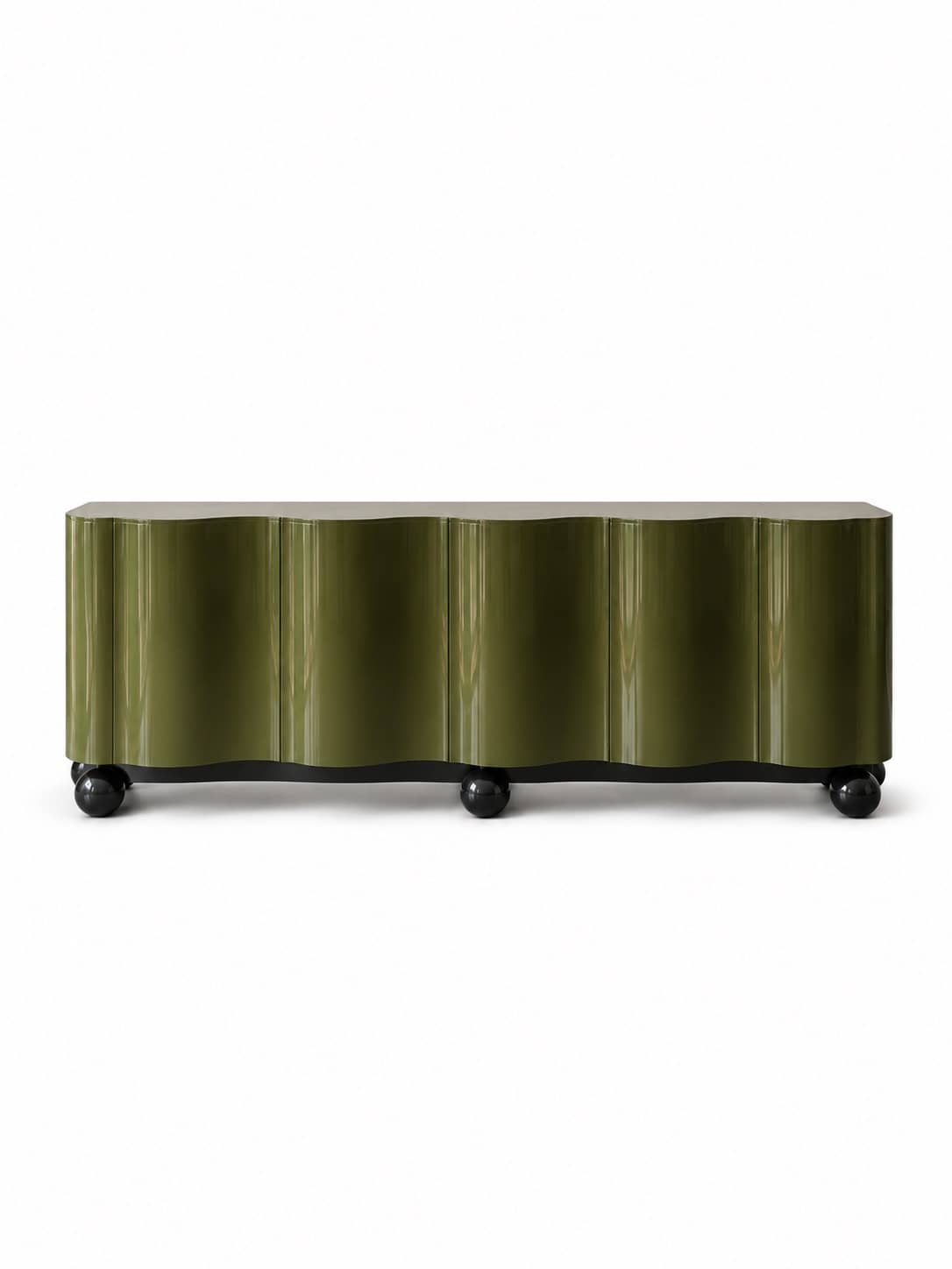 Olive Wave Gloss Sideboard - 1