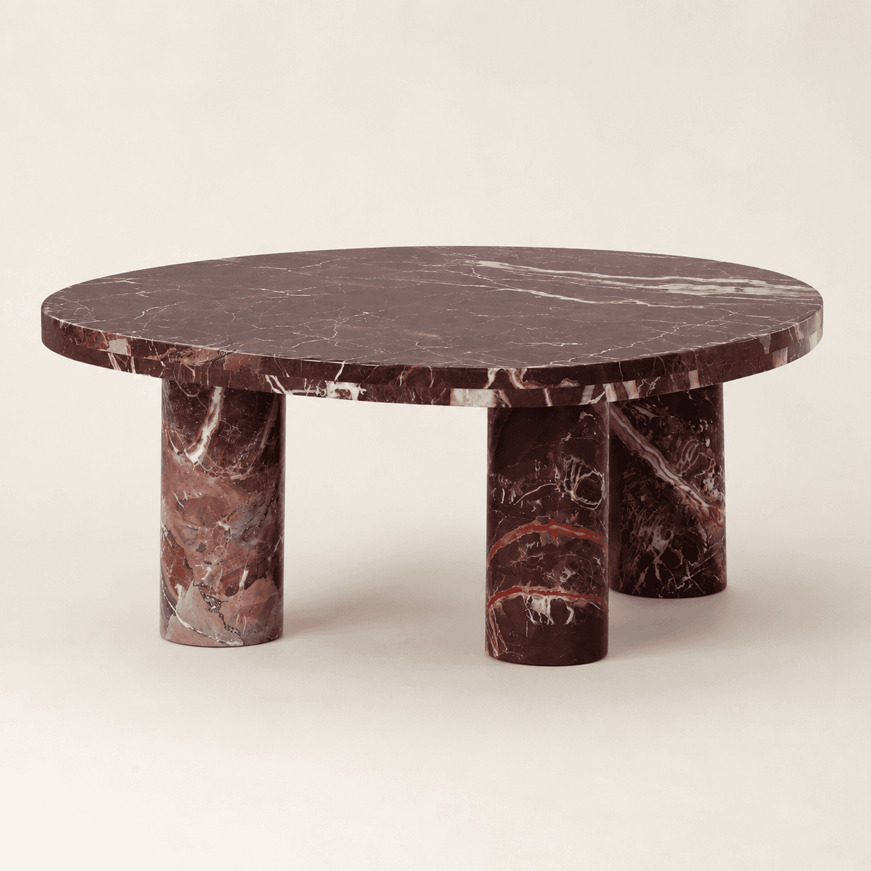 Vespera Rosso Levanto Marble Coffee Table – 48″ Round - 1
