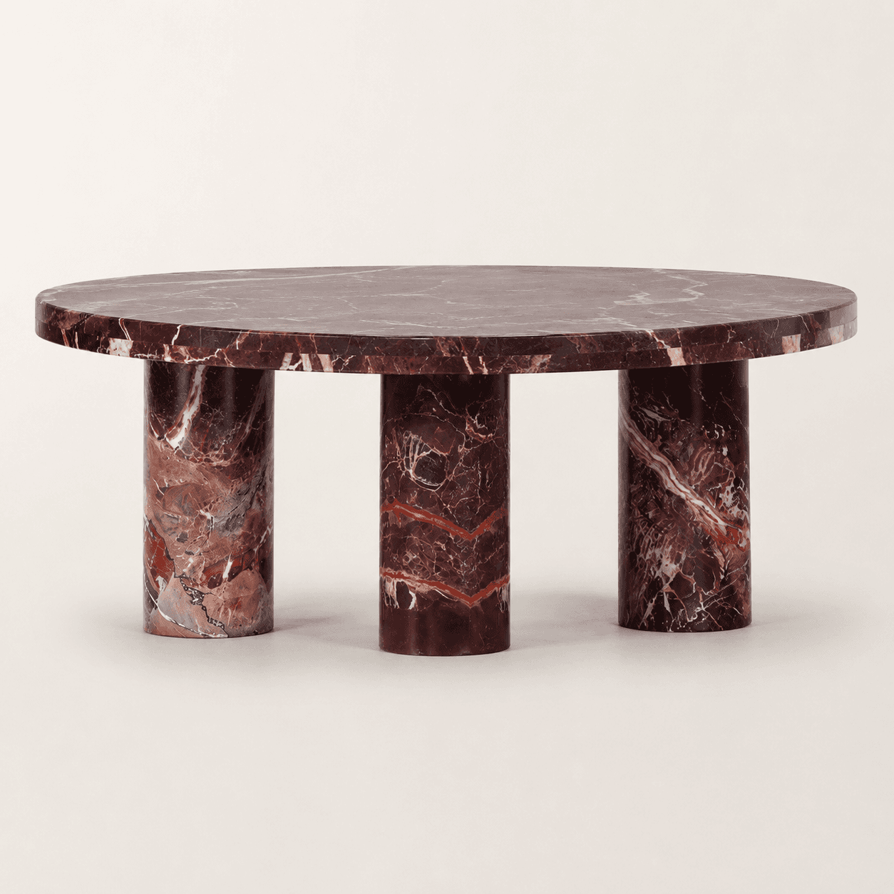 Vespera Rosso Levanto Marble Coffee Table – 48″ Round - 2