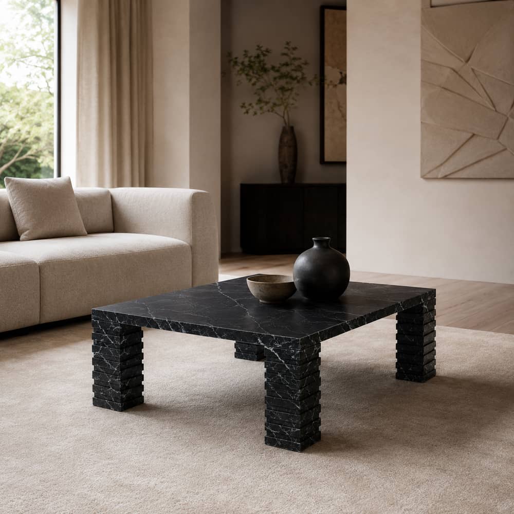 Strata Layered Marble Coffee Table – 54 - 1