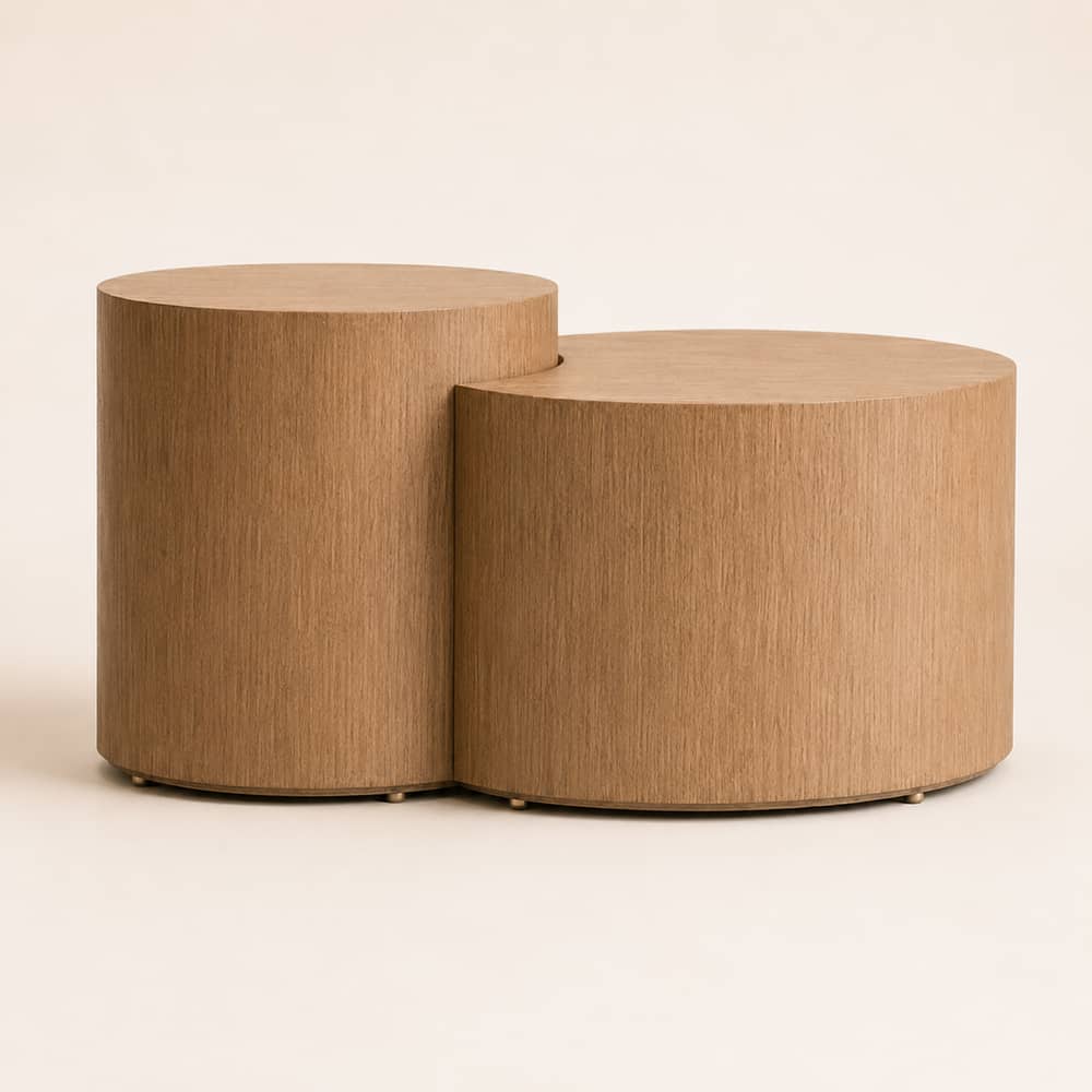 Confluence Interlocking Oak Coffee Table Set - 2