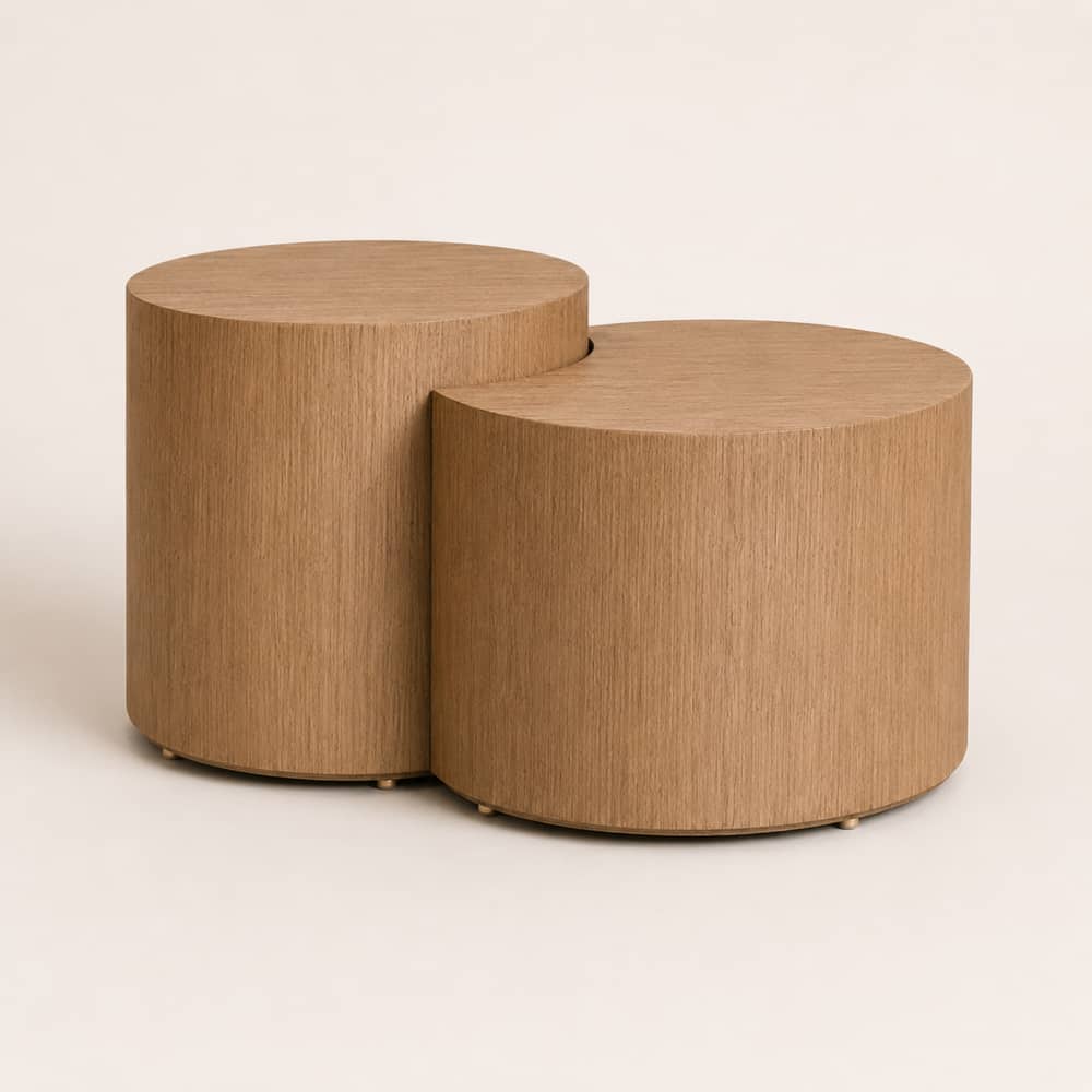 Confluence Interlocking Oak Coffee Table Set - 4