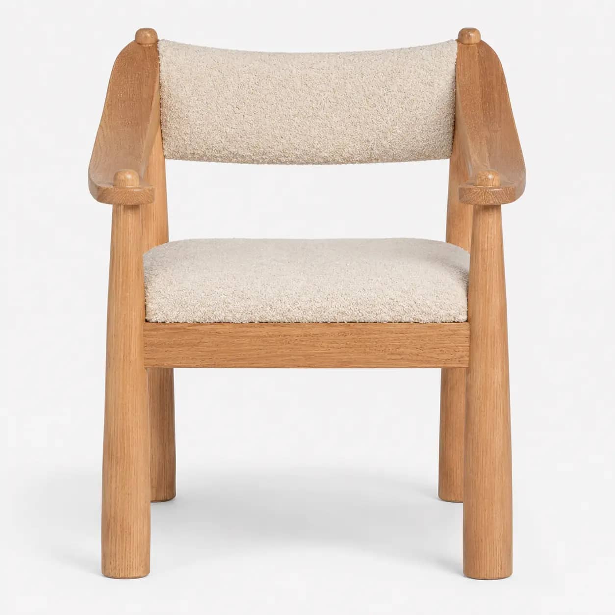 Torvane Cream Bouclé Natural Wood Accent Chair - 2