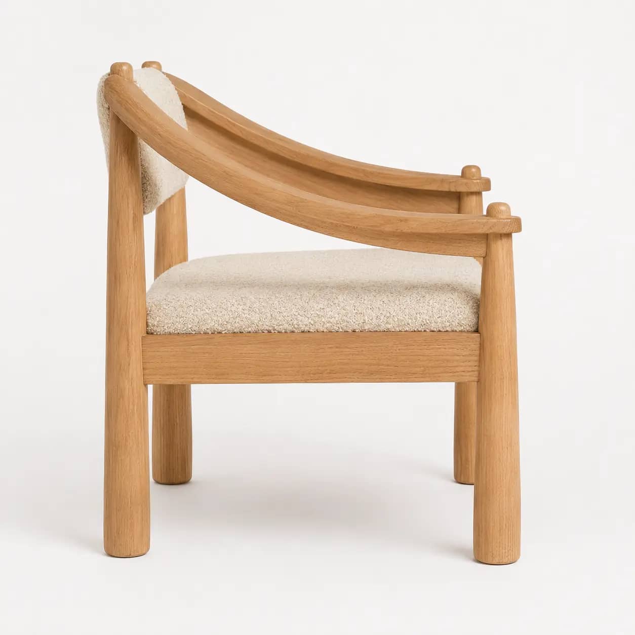 Torvane Cream Bouclé Natural Wood Accent Chair - 3