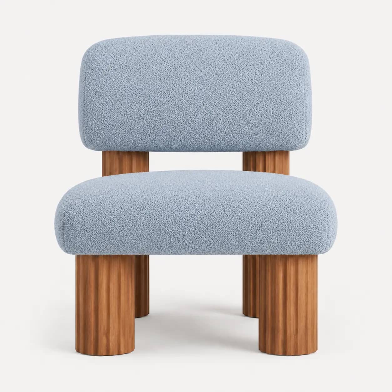 Flutara Bouclé Accent Chair with Fluted Wood Legs - 2