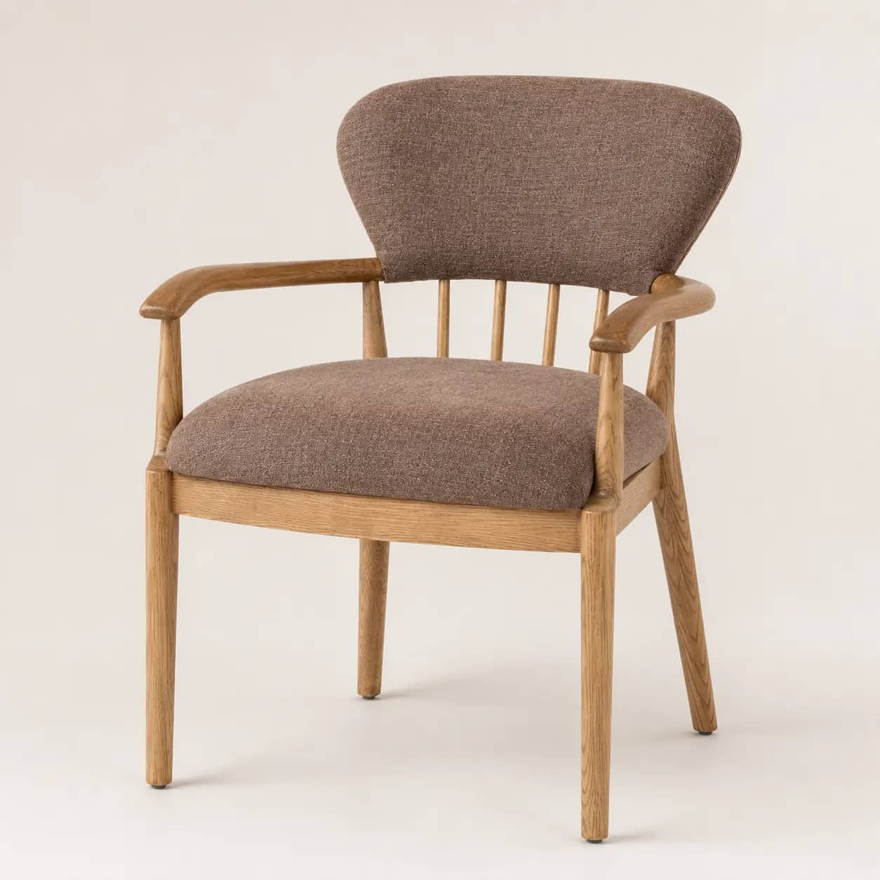 Rovarin Taupe Upholstered Wood Dining Armchair - 3