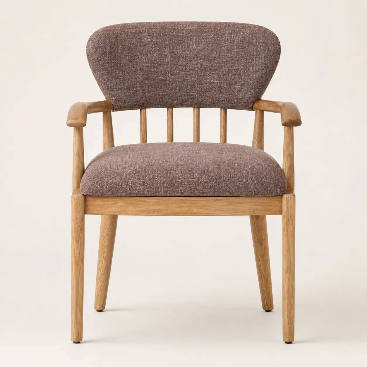 Rovarin Taupe Upholstered Wood Dining Armchair - 2