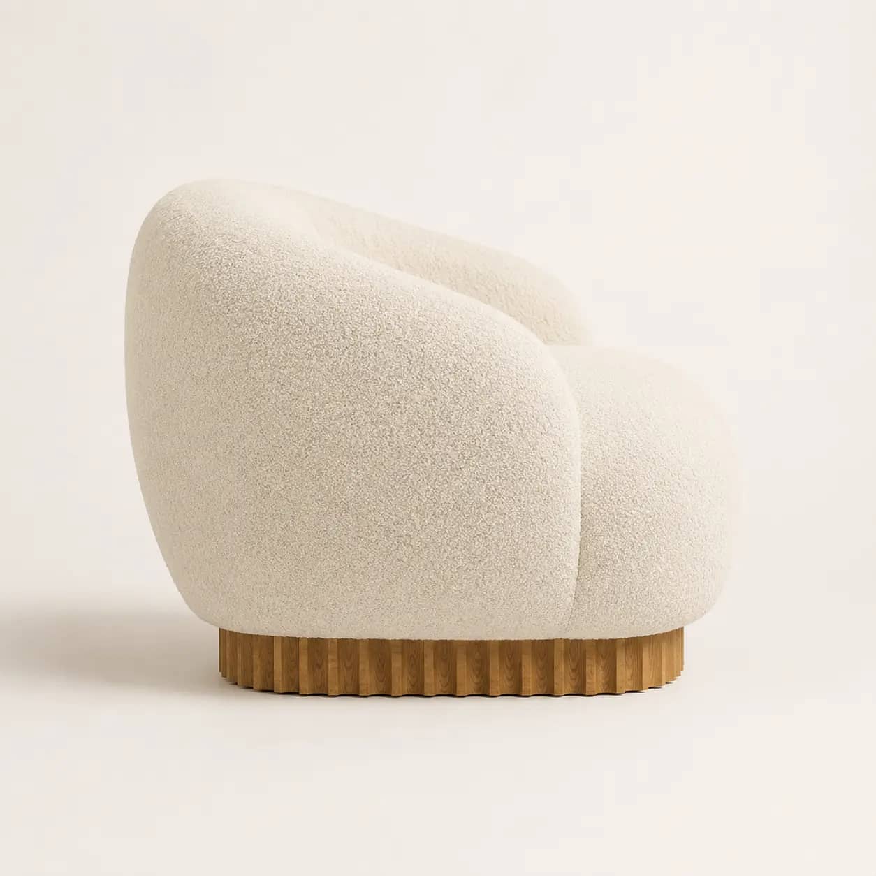 Avelune Oversized Bouclé Cuddle Chair with Fluted Wood Base  URL Slug - 3