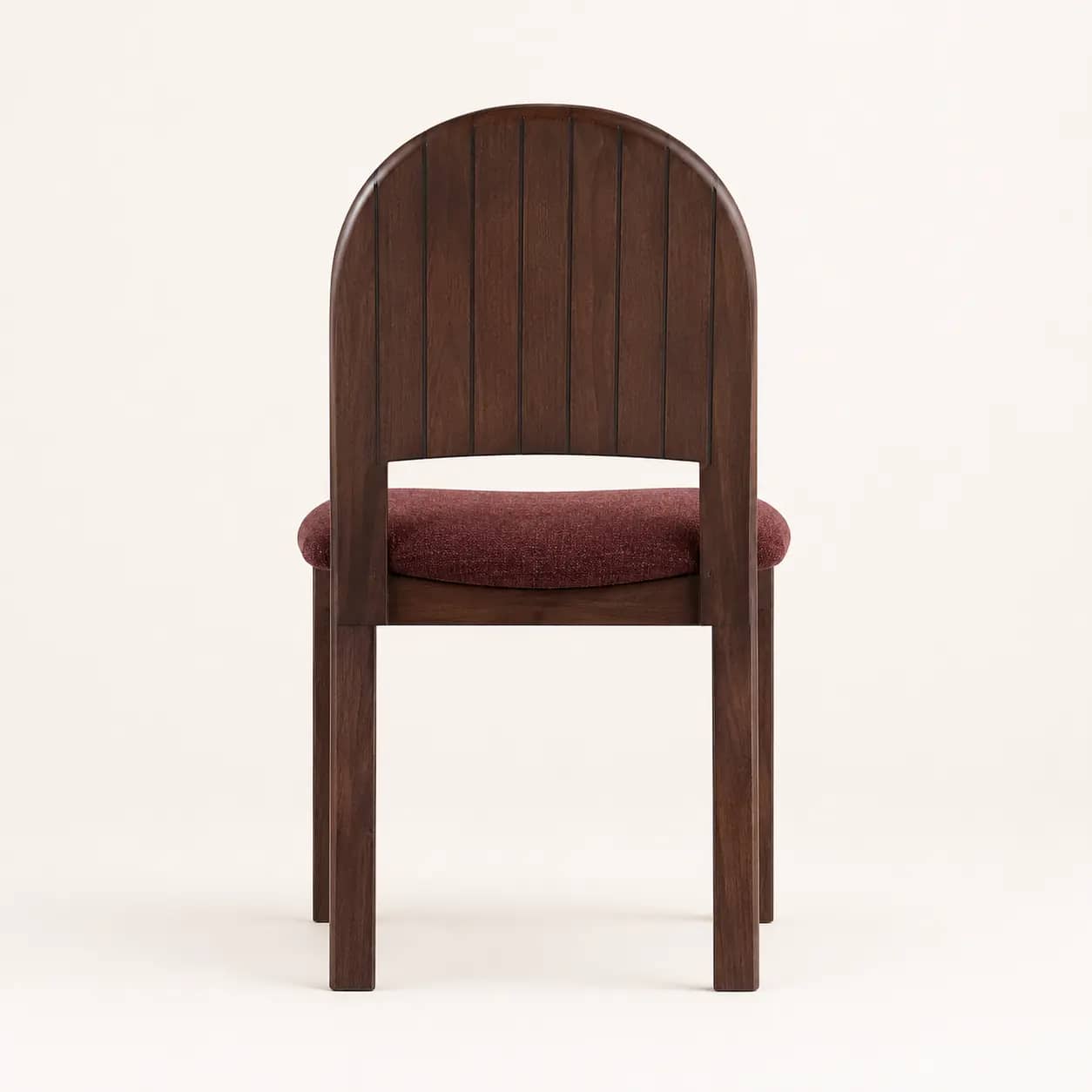 Orvelle Burgundy Upholstered Walnut Wood Dining Chair - 3
