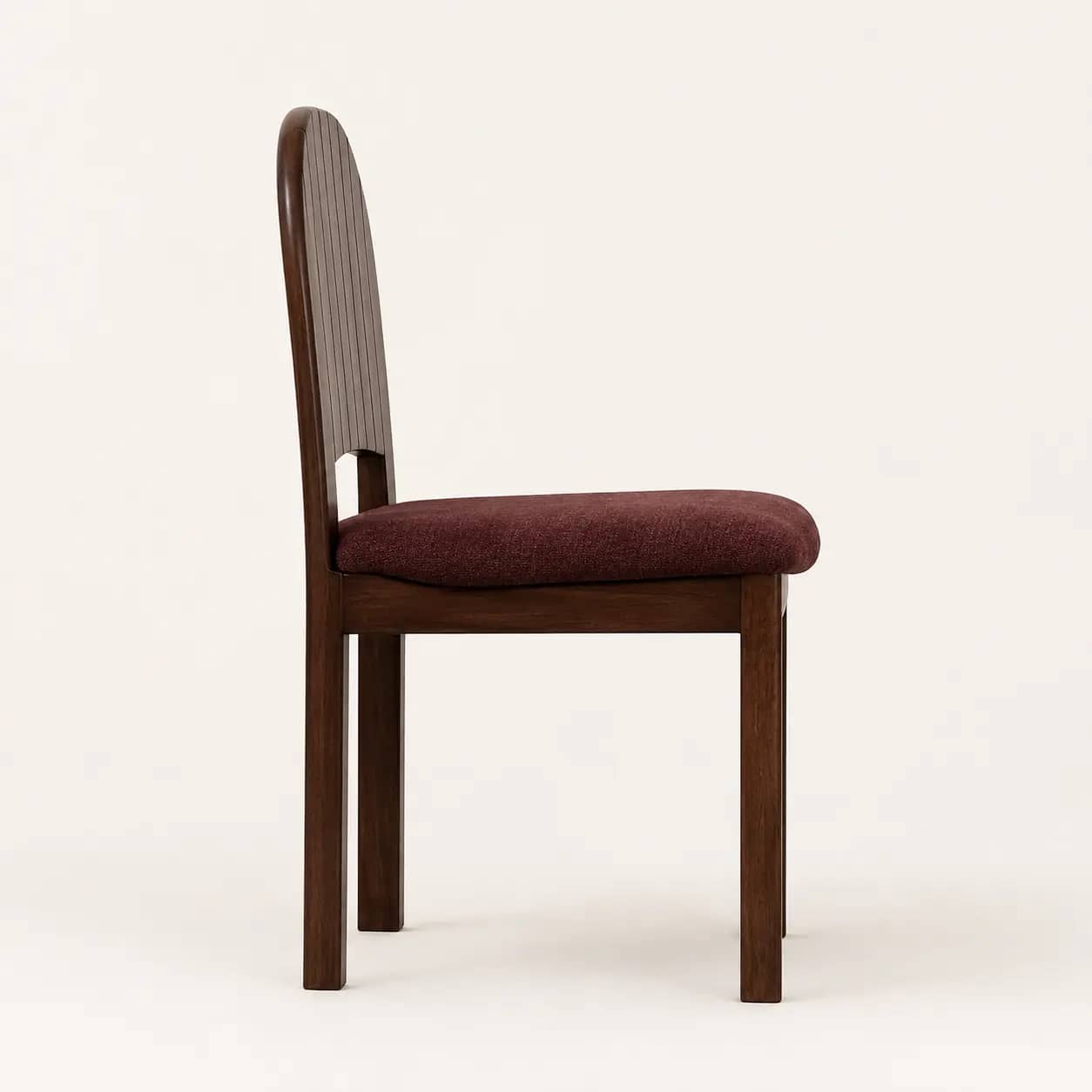 Orvelle Burgundy Upholstered Walnut Wood Dining Chair - 4