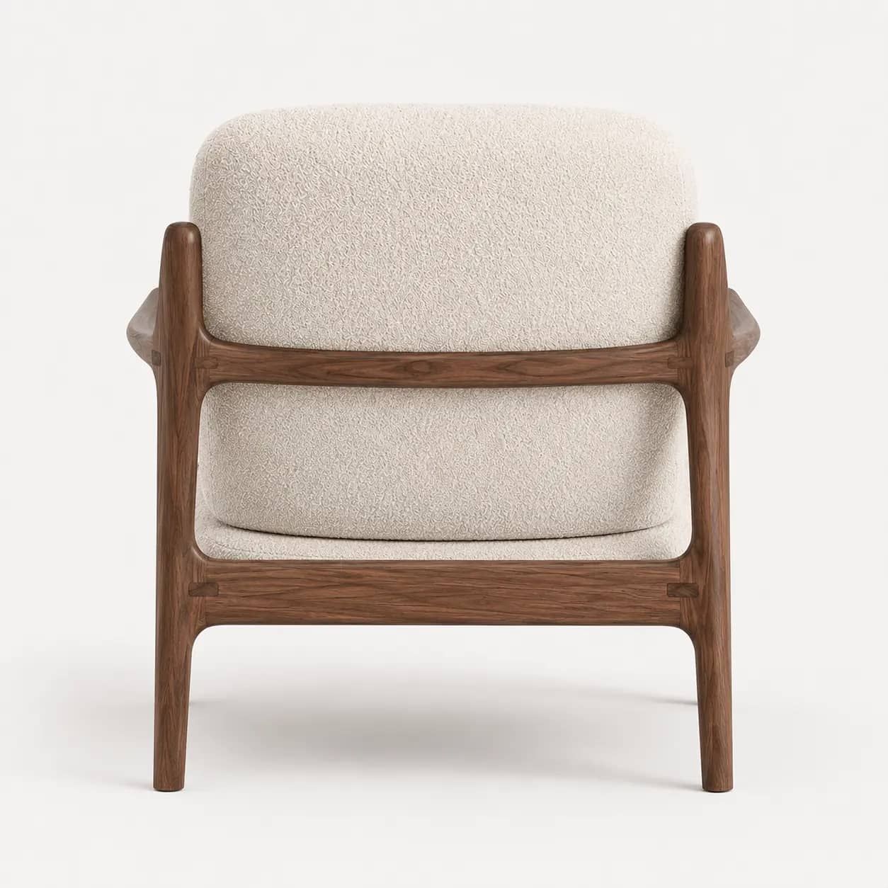 Elvarra Cream Bouclé Accent Chair with Walnut-Finish Solid Wood Frame - 3