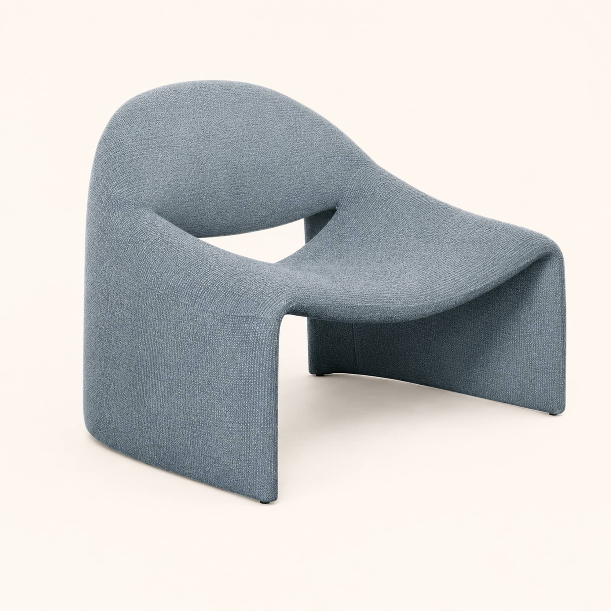 Aureli Powder Blue Sculptural Upholstered Lounge Chair - 4