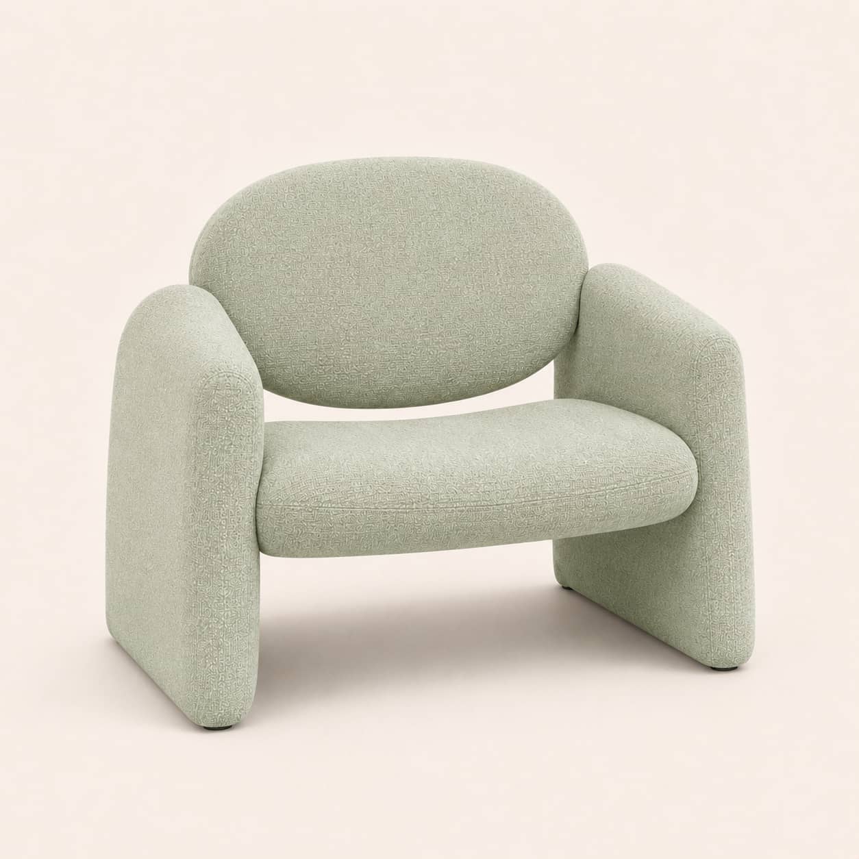 Aureli Light Sage Green Sculptural Upholstered Lounge Chair - 1