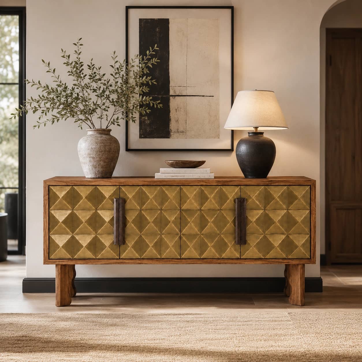 Auremont Geometric Brass Sideboard - 3