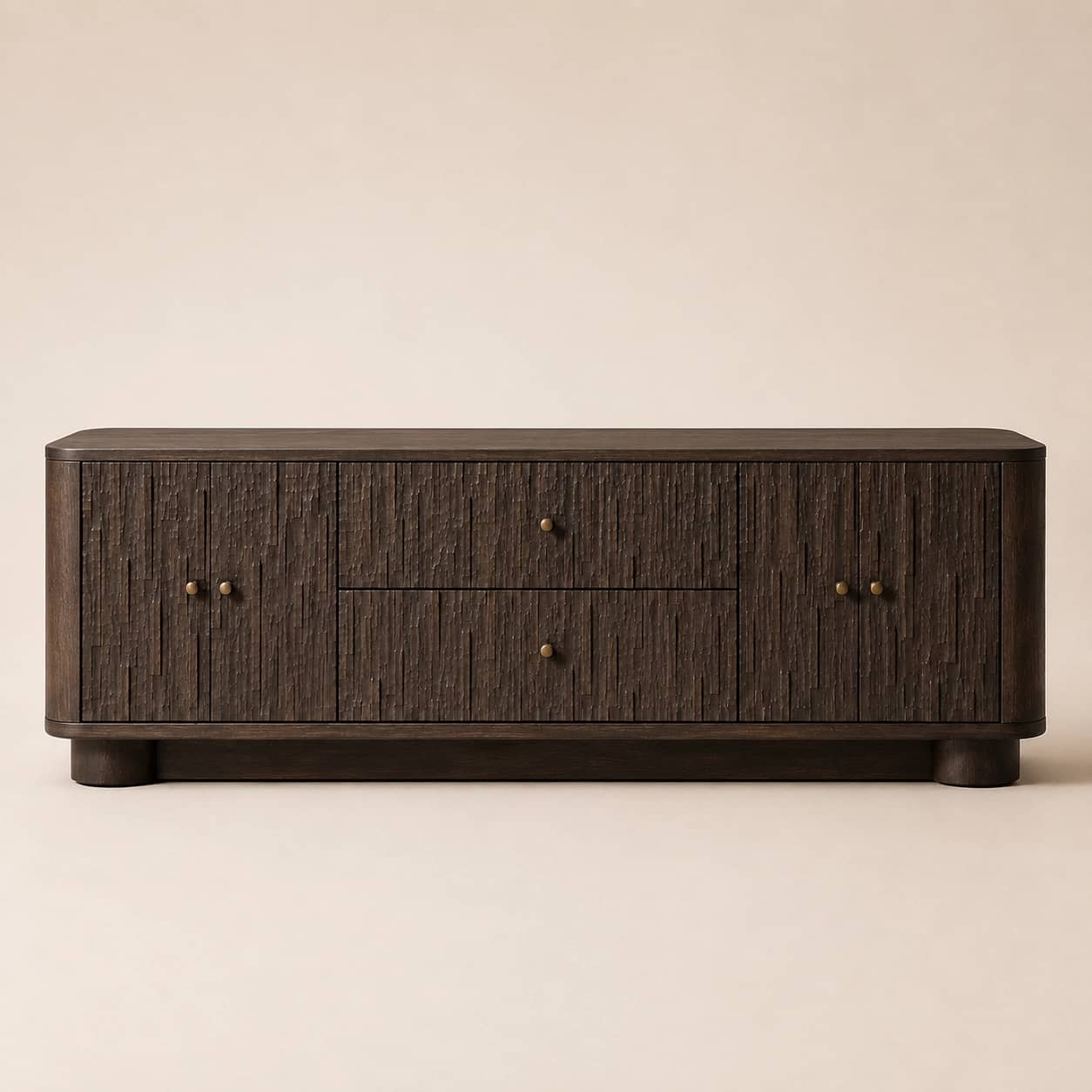Nocturne Hand-Carved Dark Wood Sideboard - 2