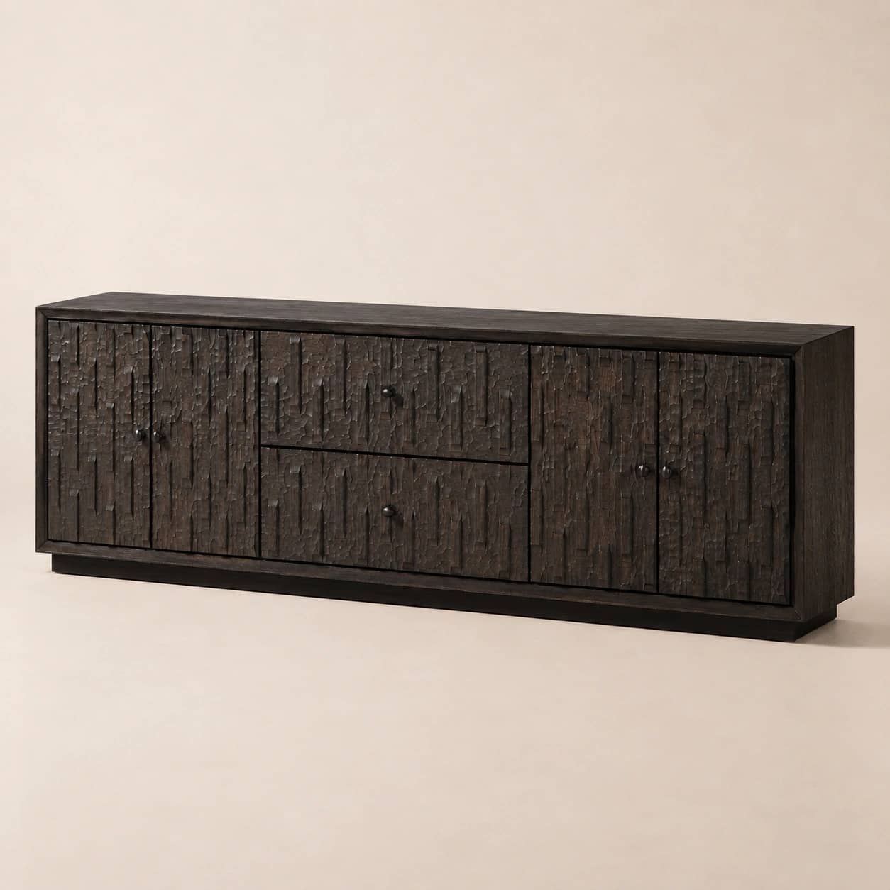 Varello Hand-Carved Dark Wood Sideboard - 3