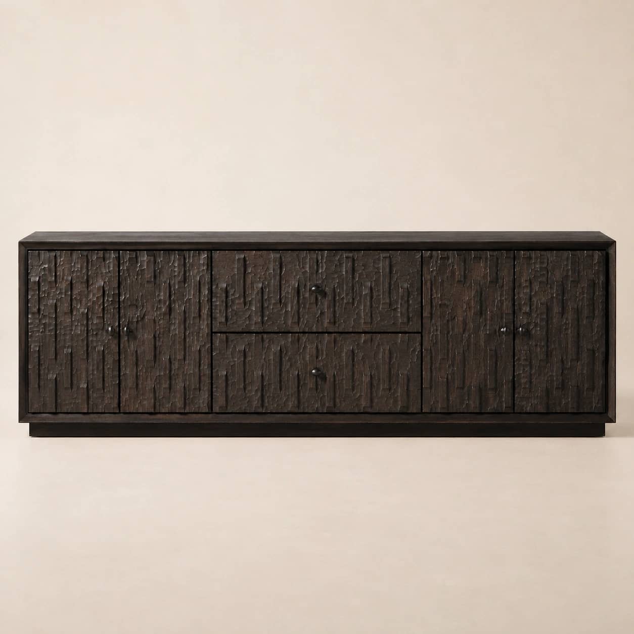Varello Hand-Carved Dark Wood Sideboard - 2