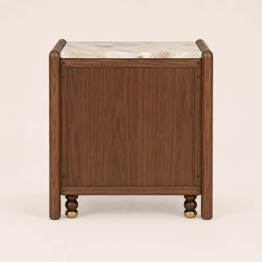 Solenne Sculpted Walnut Bedside Table - 4