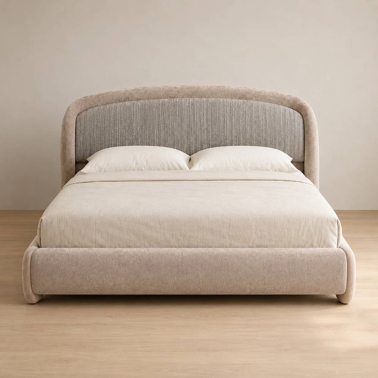 Serenne Two-Tone Curved Upholstered Bed - 4