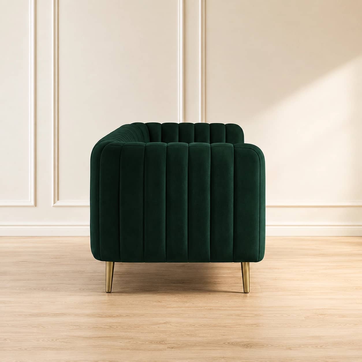 Virelle Emerald Channel-Tufted Sofa - 5