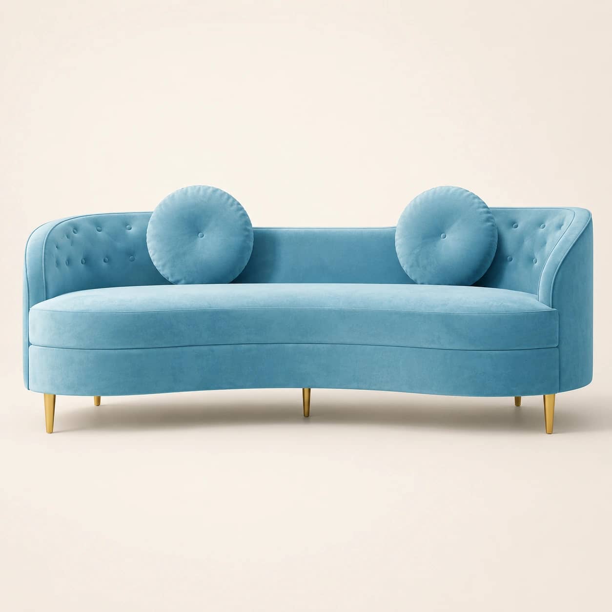 Aurette Sky Blue Curved Sofa - 1