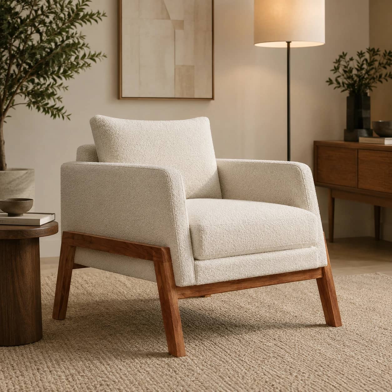Velmora Upholstered Wood Lounge Chair - 4