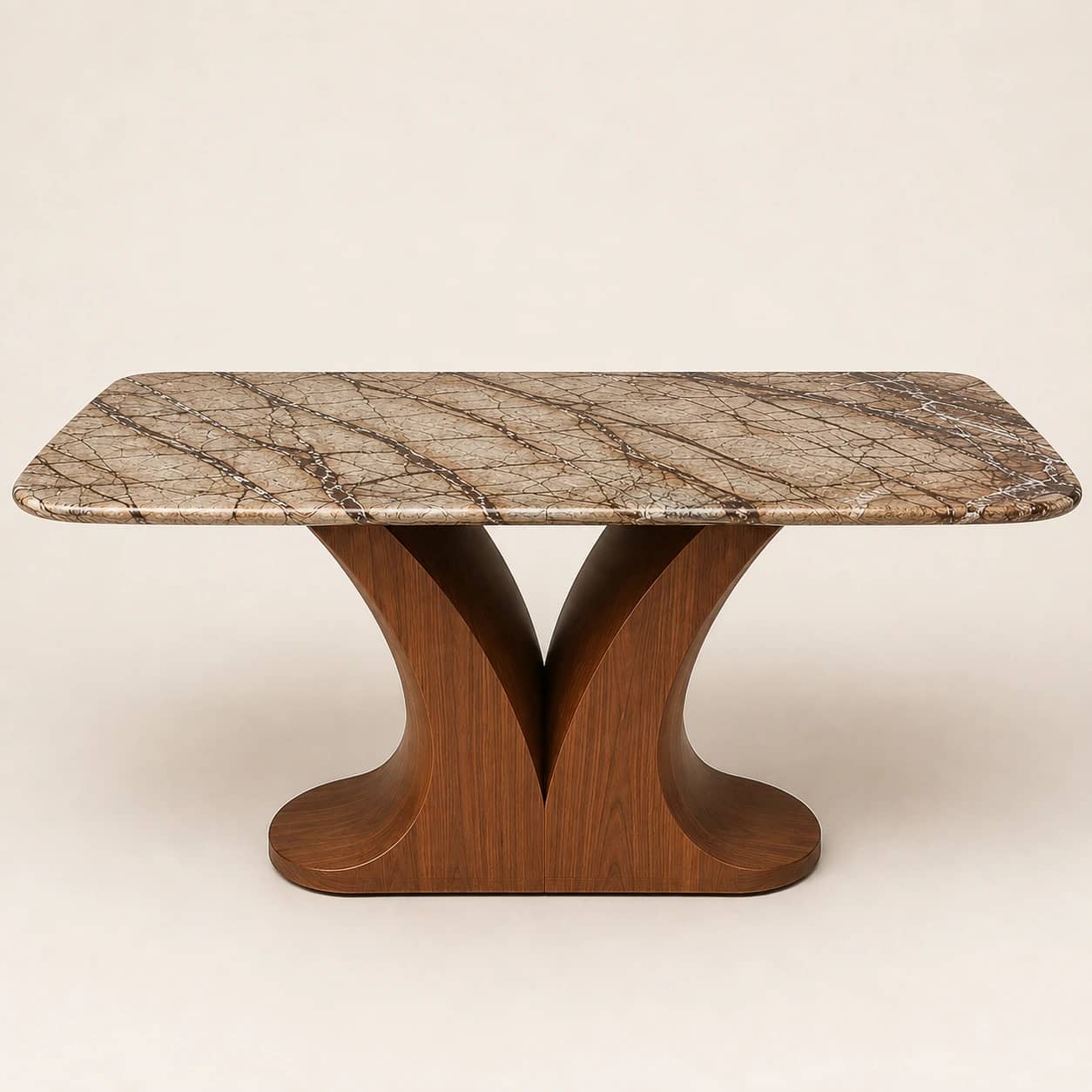 Aurelia Sculptural Brown Marble Dining Table - 1