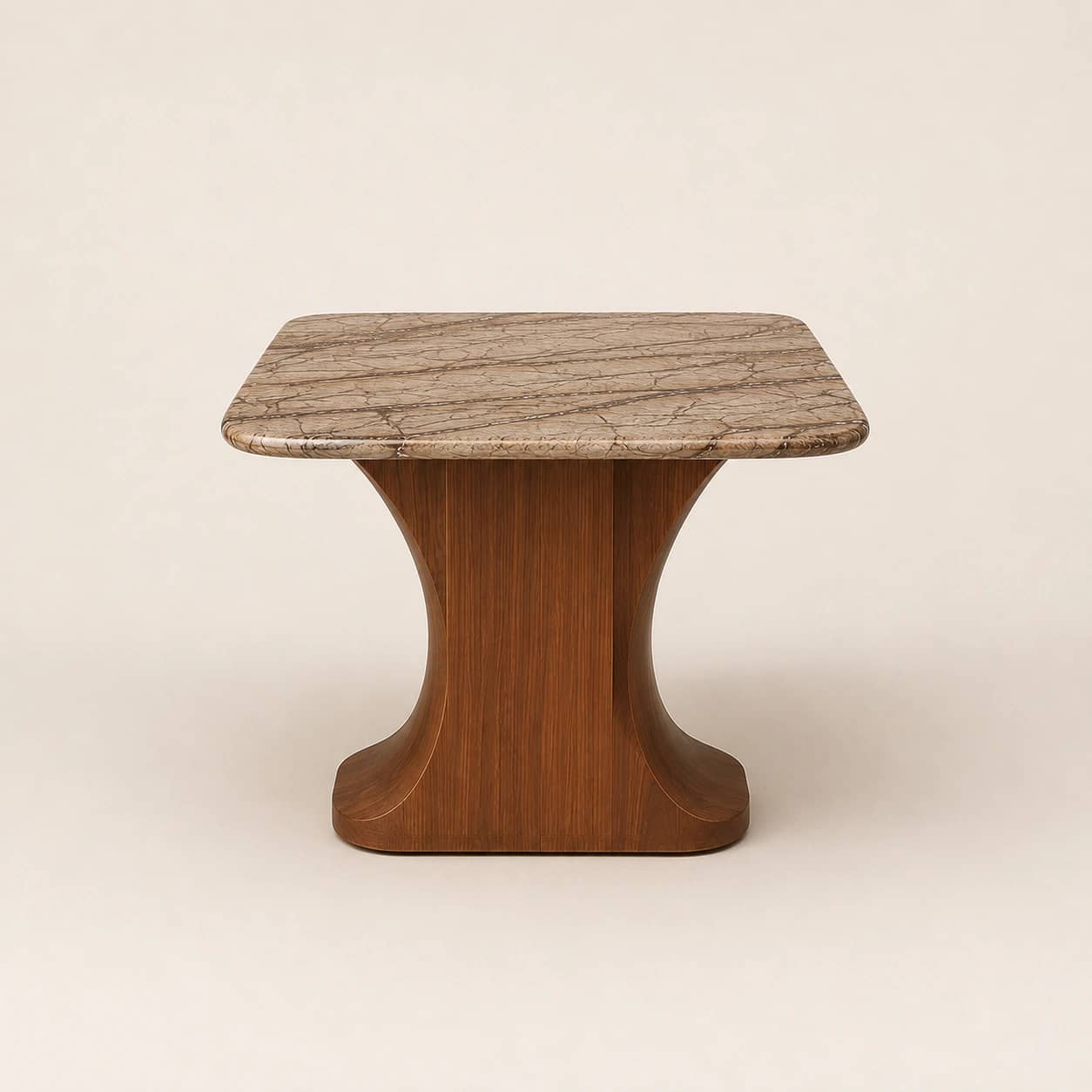 Aurelia Sculptural Brown Marble Dining Table - 4