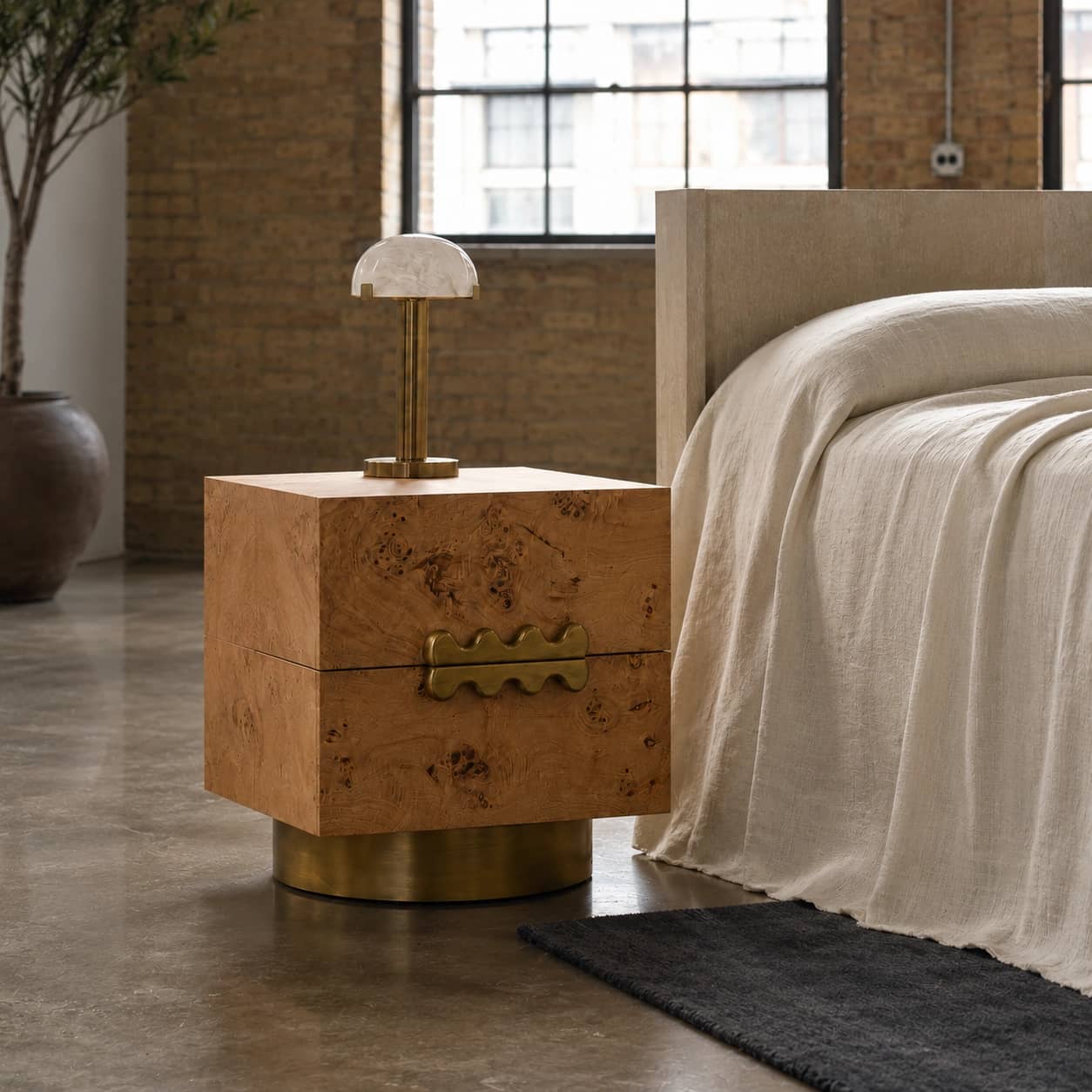 Aurelia Burl Wood Nightstand - 1