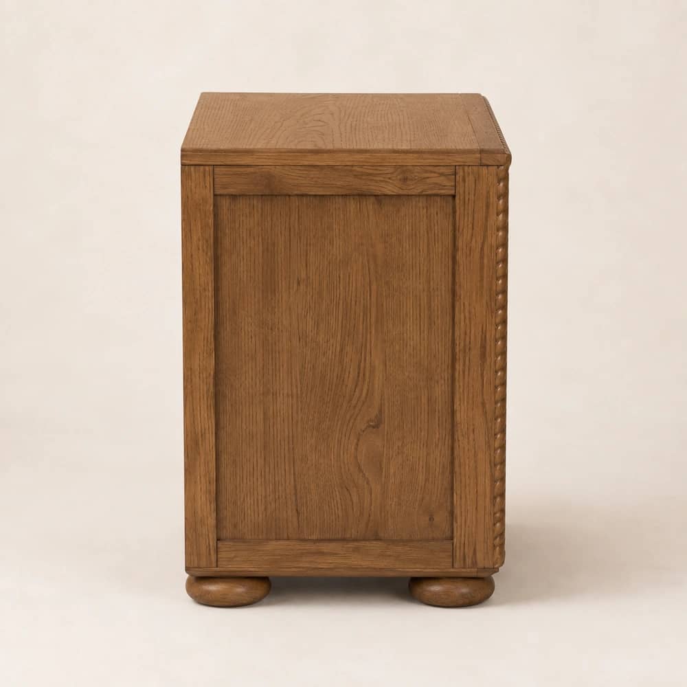 Rope Edge Wooden Bedside Table - 4