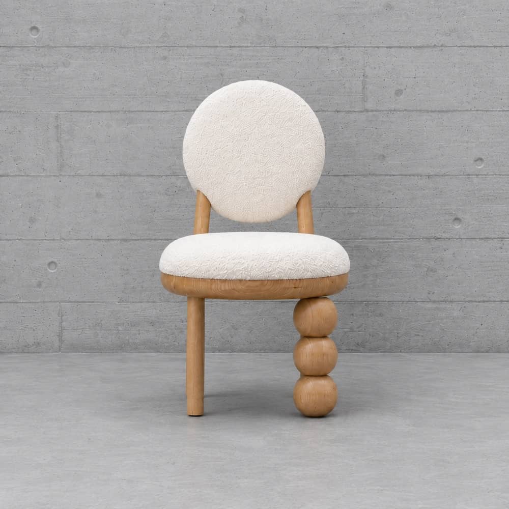 Orba Sculptural Bouclé Dining Chair - 1