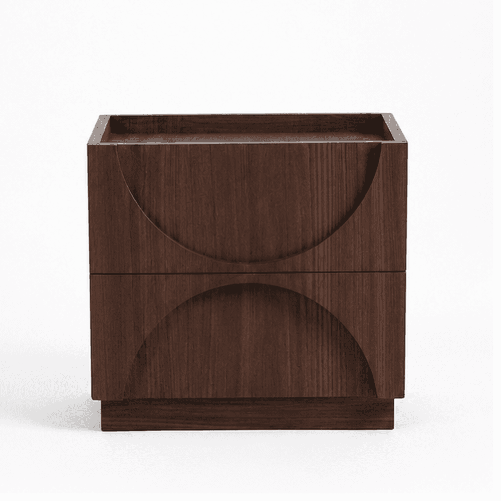 Arcus Walnut Sculptural Bedside Table - 1