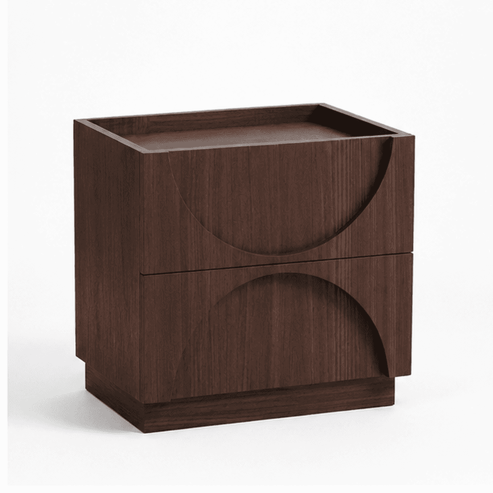 Arcus Walnut Sculptural Bedside Table - 2