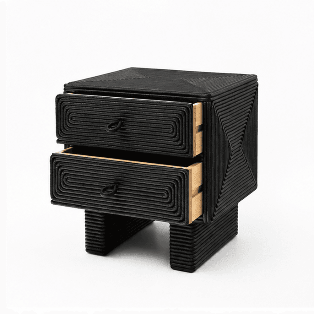Noir Weave Two-Drawer Nightstand - 2