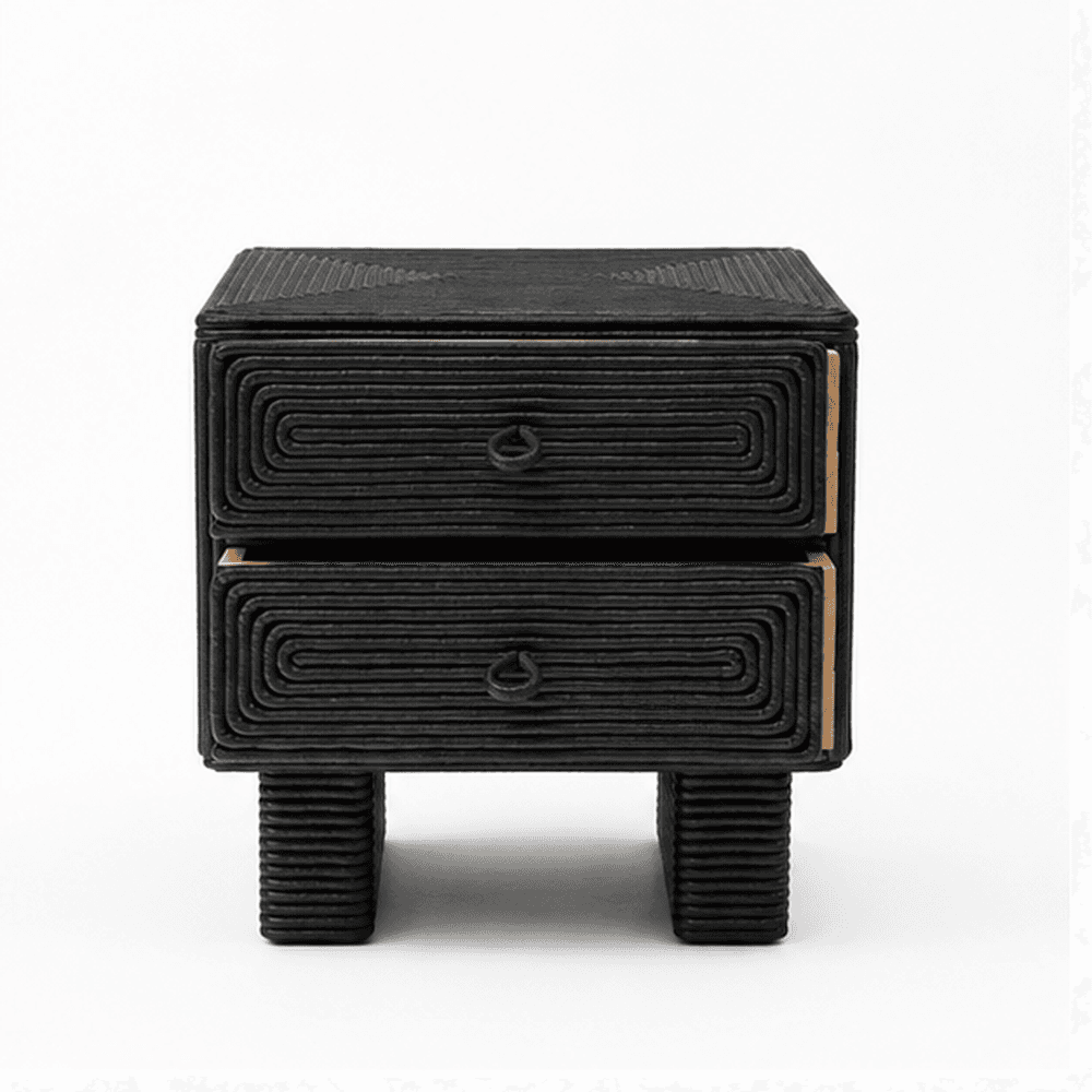 Noir Weave Two-Drawer Nightstand - 1