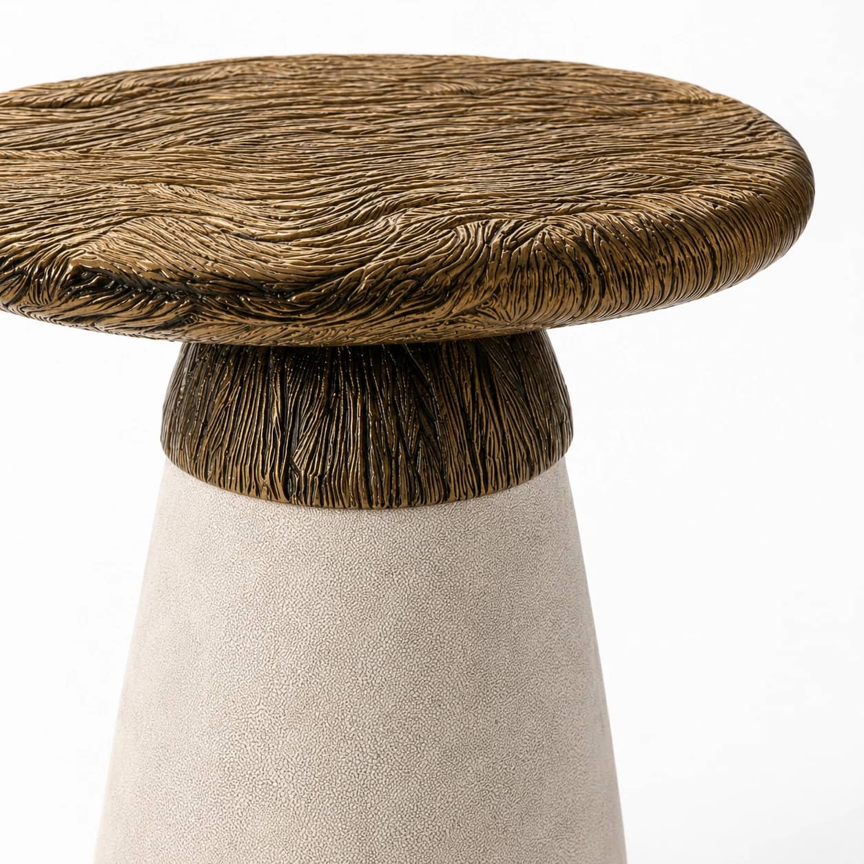 Aurelia Sculpted Bronze Pedestal Side Table - 3