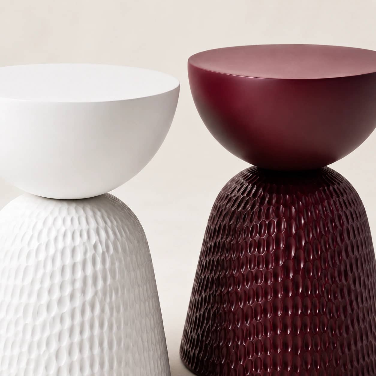 Astra Textured Pedestal Side Table Set - 2