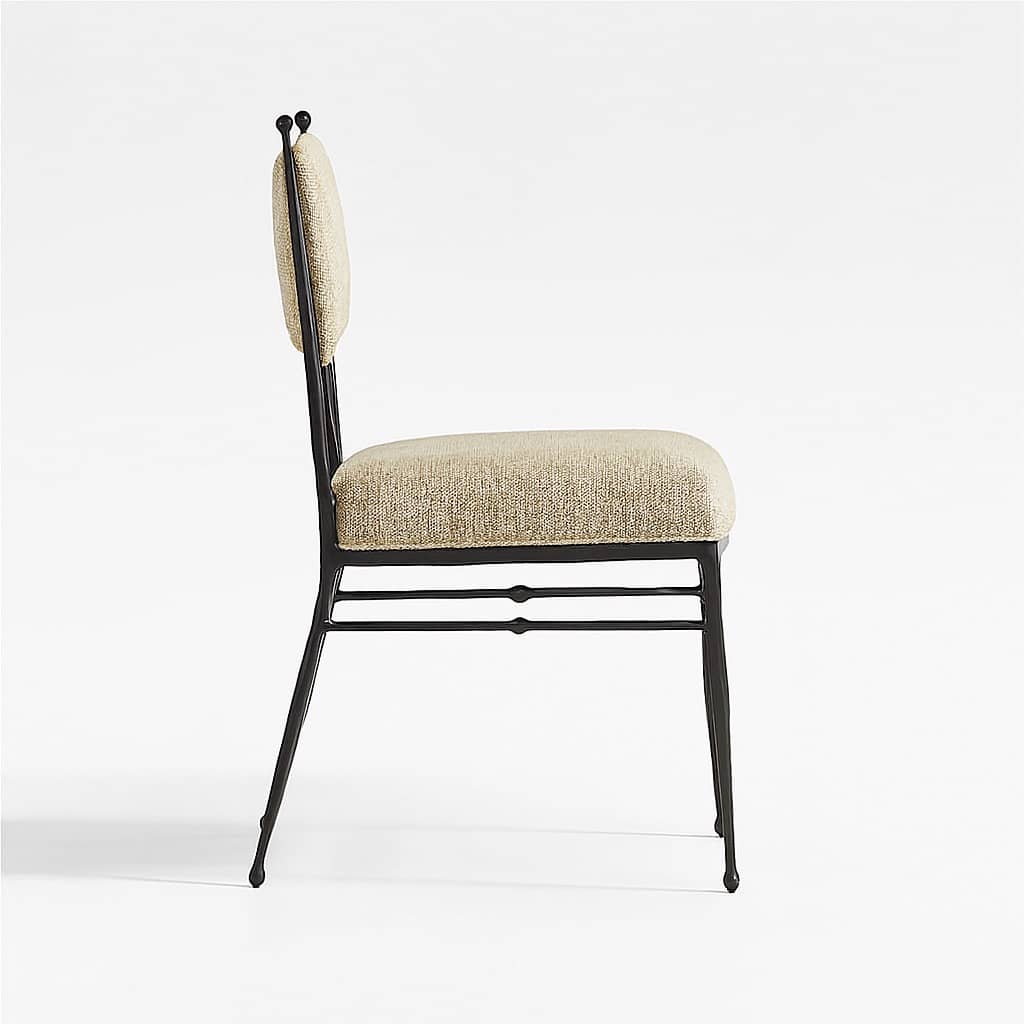 Handcrafted Iron Dining Chair in Sand Jute Woven Fabric - 2