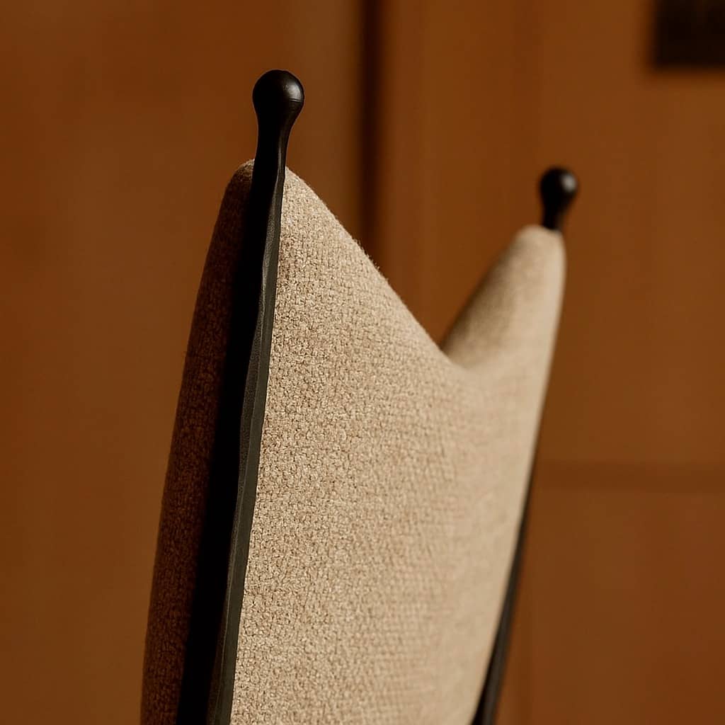 Handcrafted Iron Dining Chair in Sand Jute Woven Fabric - 4