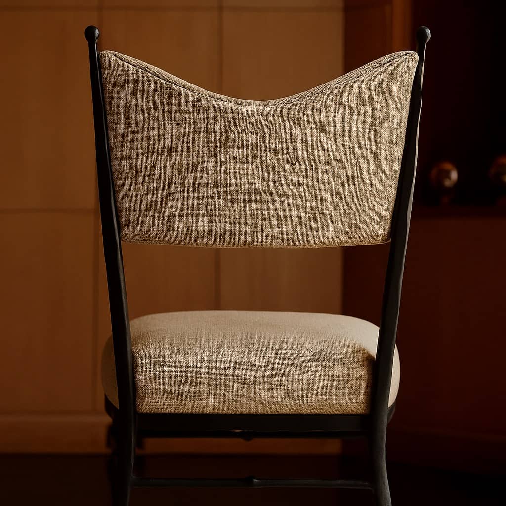 Handcrafted Iron Dining Chair in Sand Jute Woven Fabric - 5