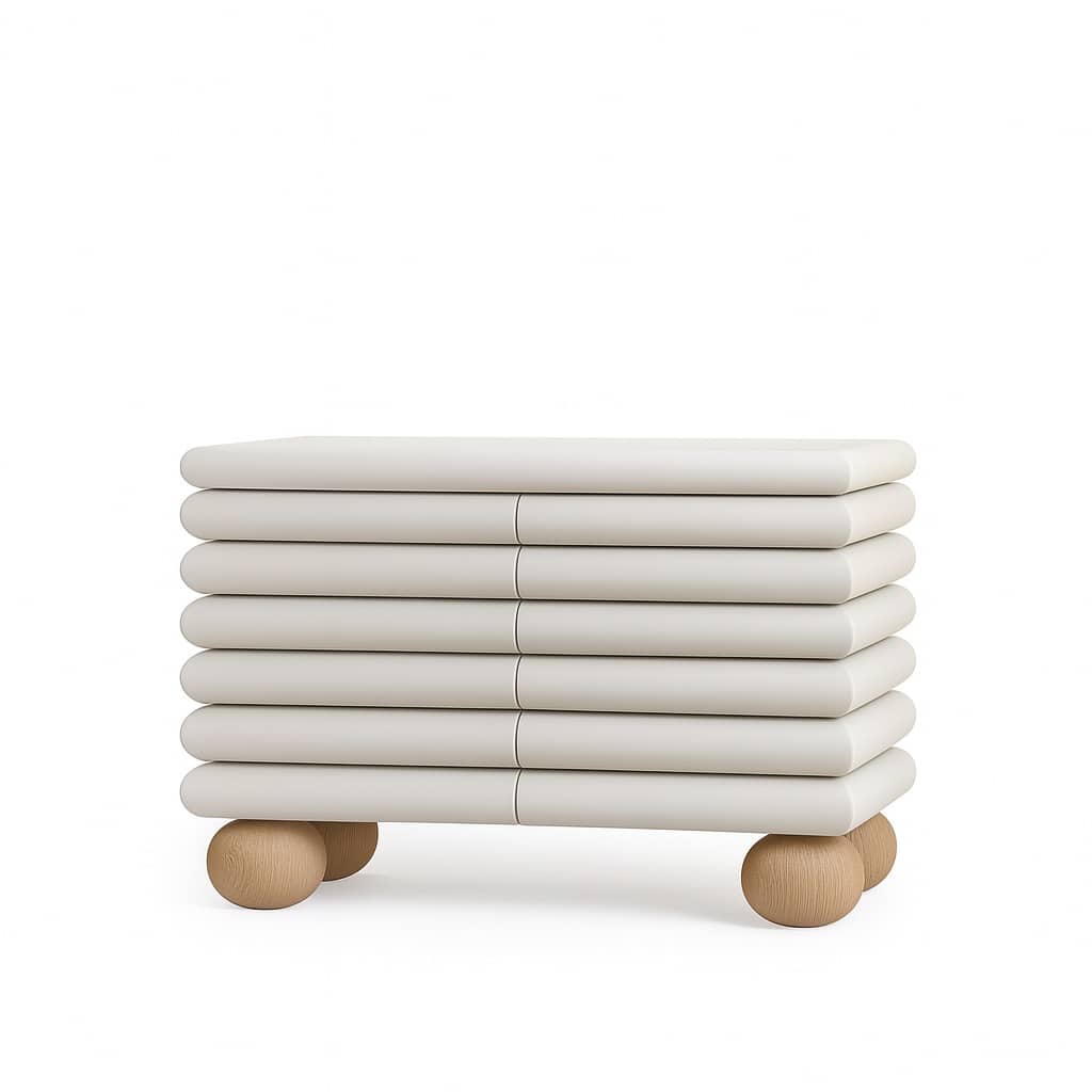 Cloudline Modern Ribbed Sideboard – 48" Wide, Rounded Oak Ball Legs - 1