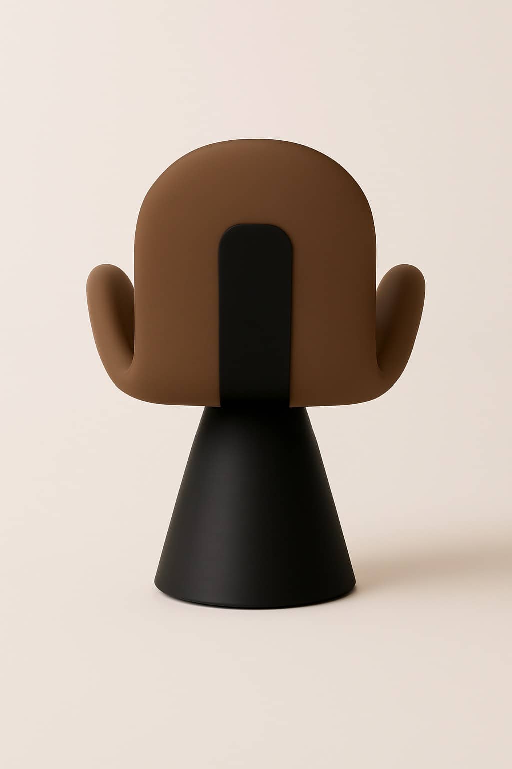 Sculpted Back Modern Dining Chair – Brown Upholstery with Black Cone Base - 4