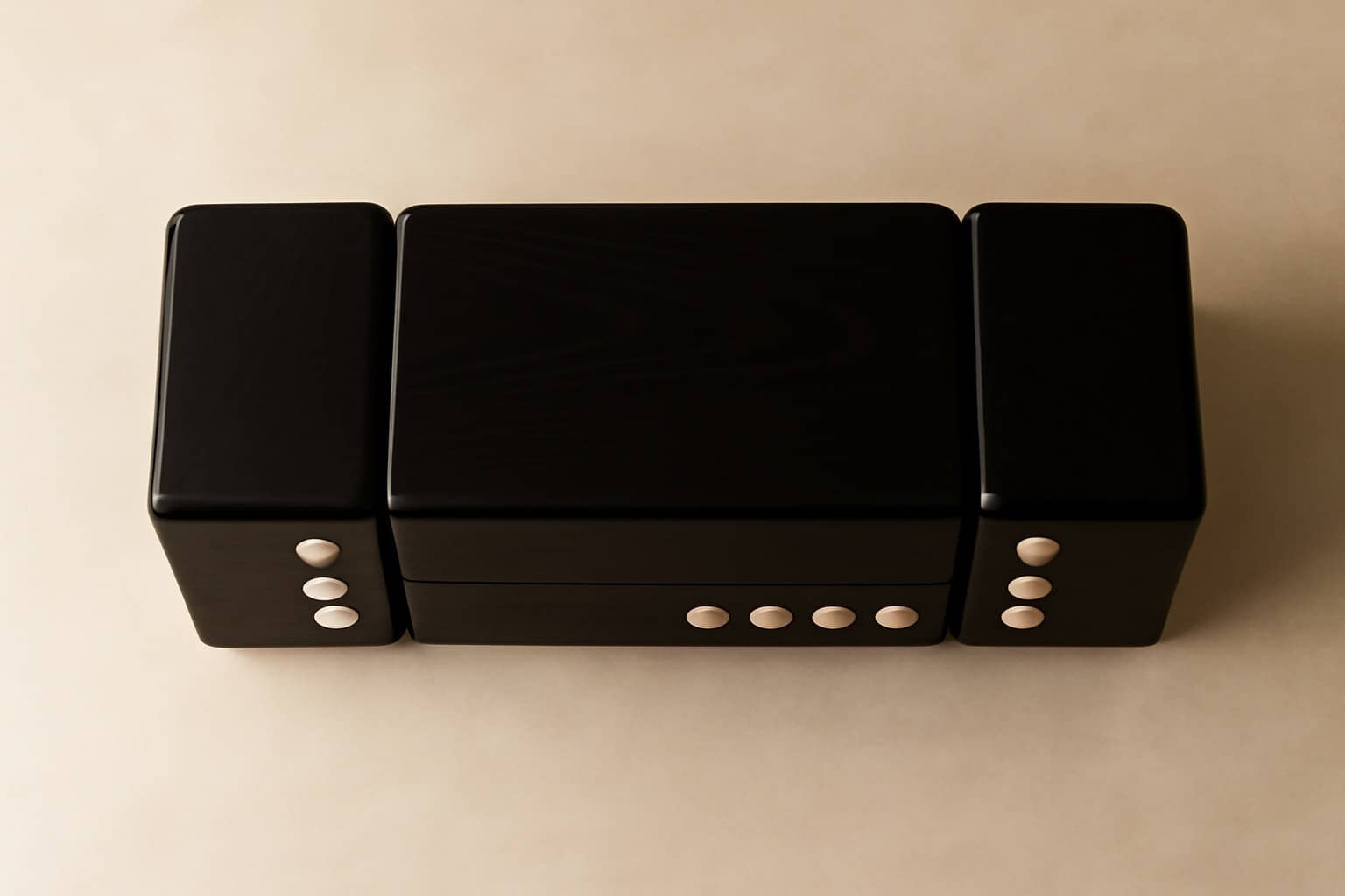 Domino Black Modern Sideboard – Matte Finish, Cream Knobs - 3
