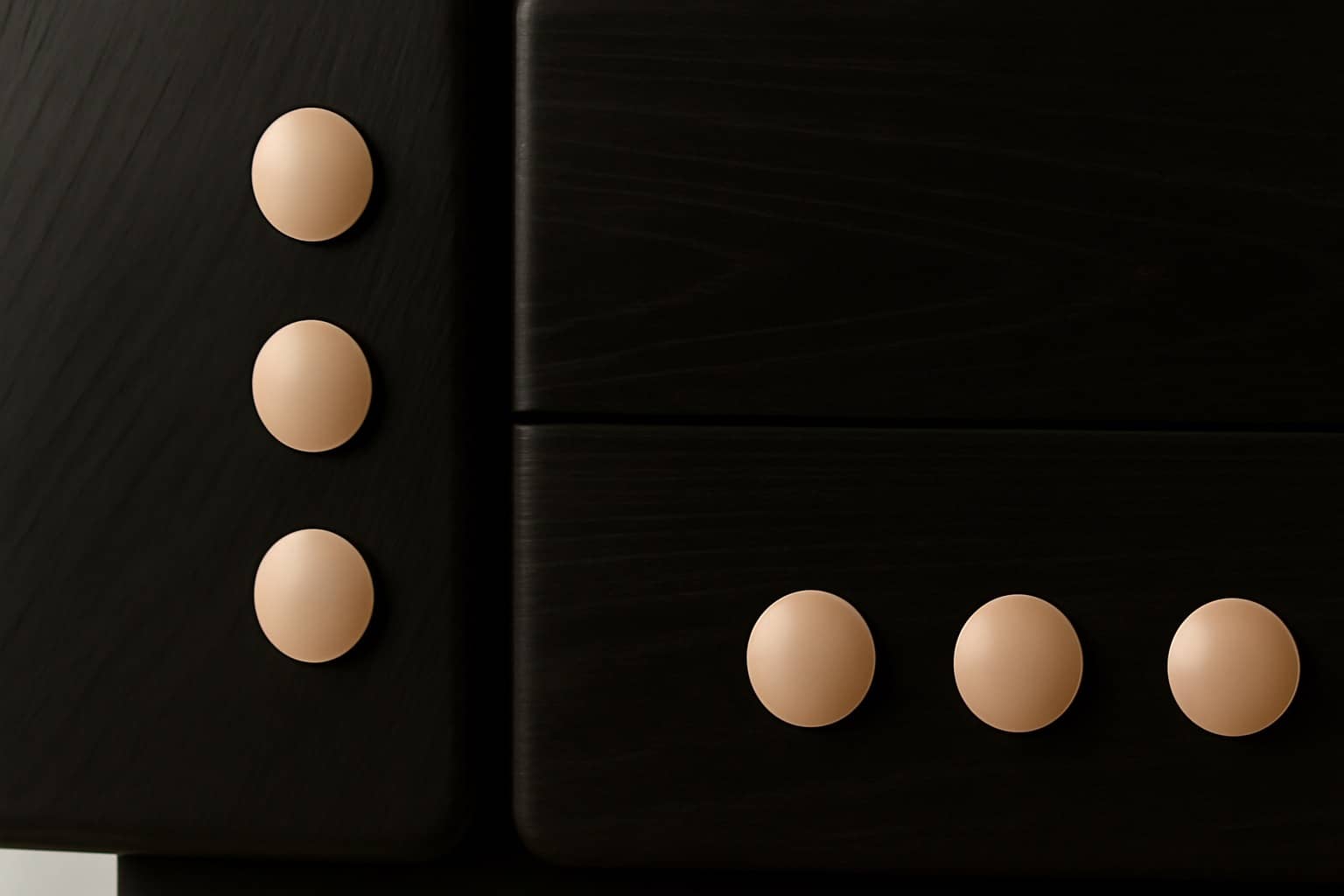 Domino Black Modern Sideboard – Matte Finish, Cream Knobs - 4