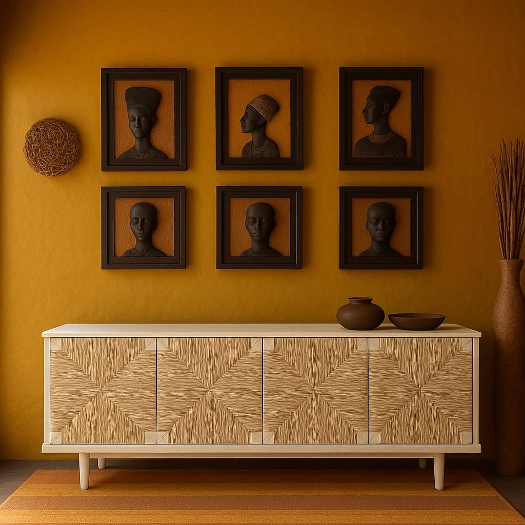 The Solace Sideboard – Handwoven Rattan Fronts in Ivory Frame - 1